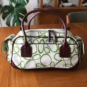 NWOT Angela Adams canvas & leather satchel